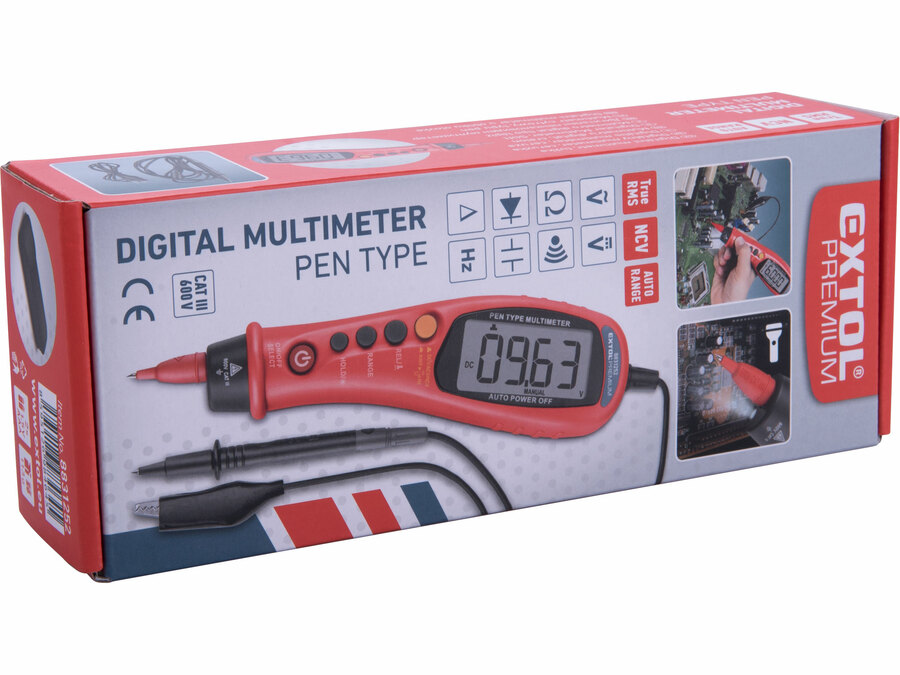 Multimetr digitální, tužka, True RMS, automatická volba rozsahů